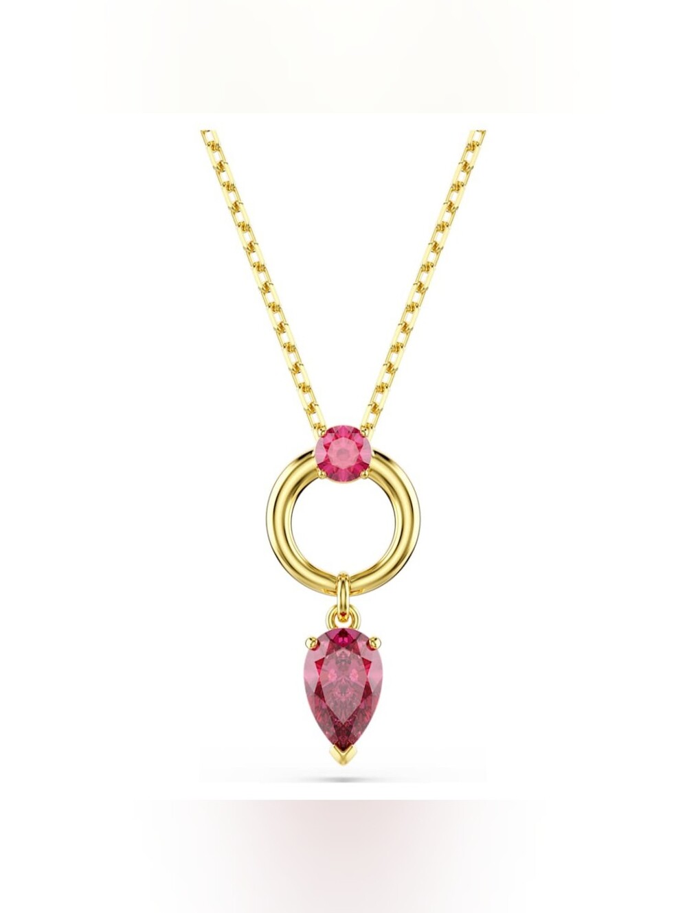 Swarovski Mesmera Pendant Necklace – Red Crystals, 18K Gold Finish